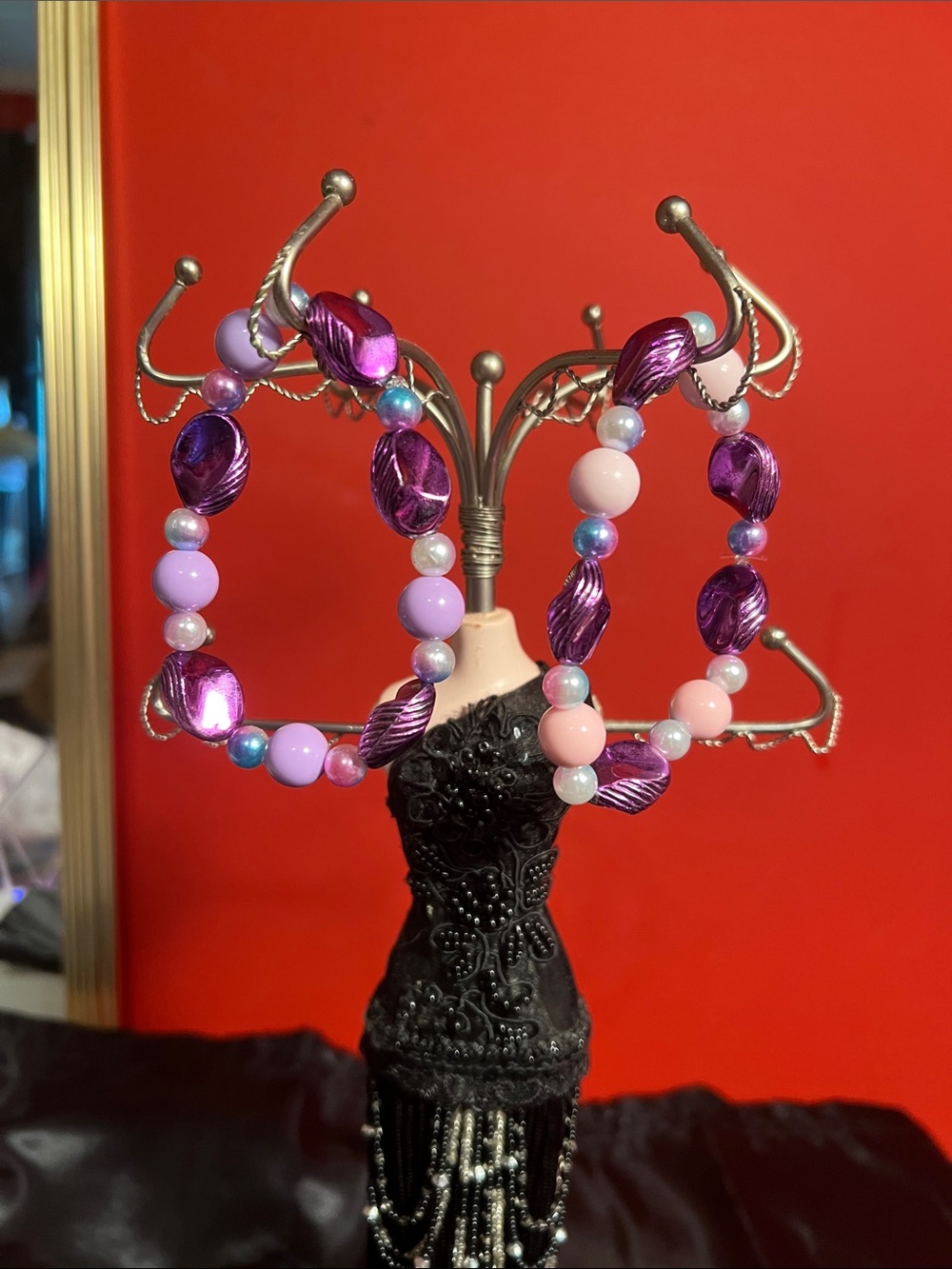 Purple & Pink Beaded bracelet home made - Picture 5 of 8